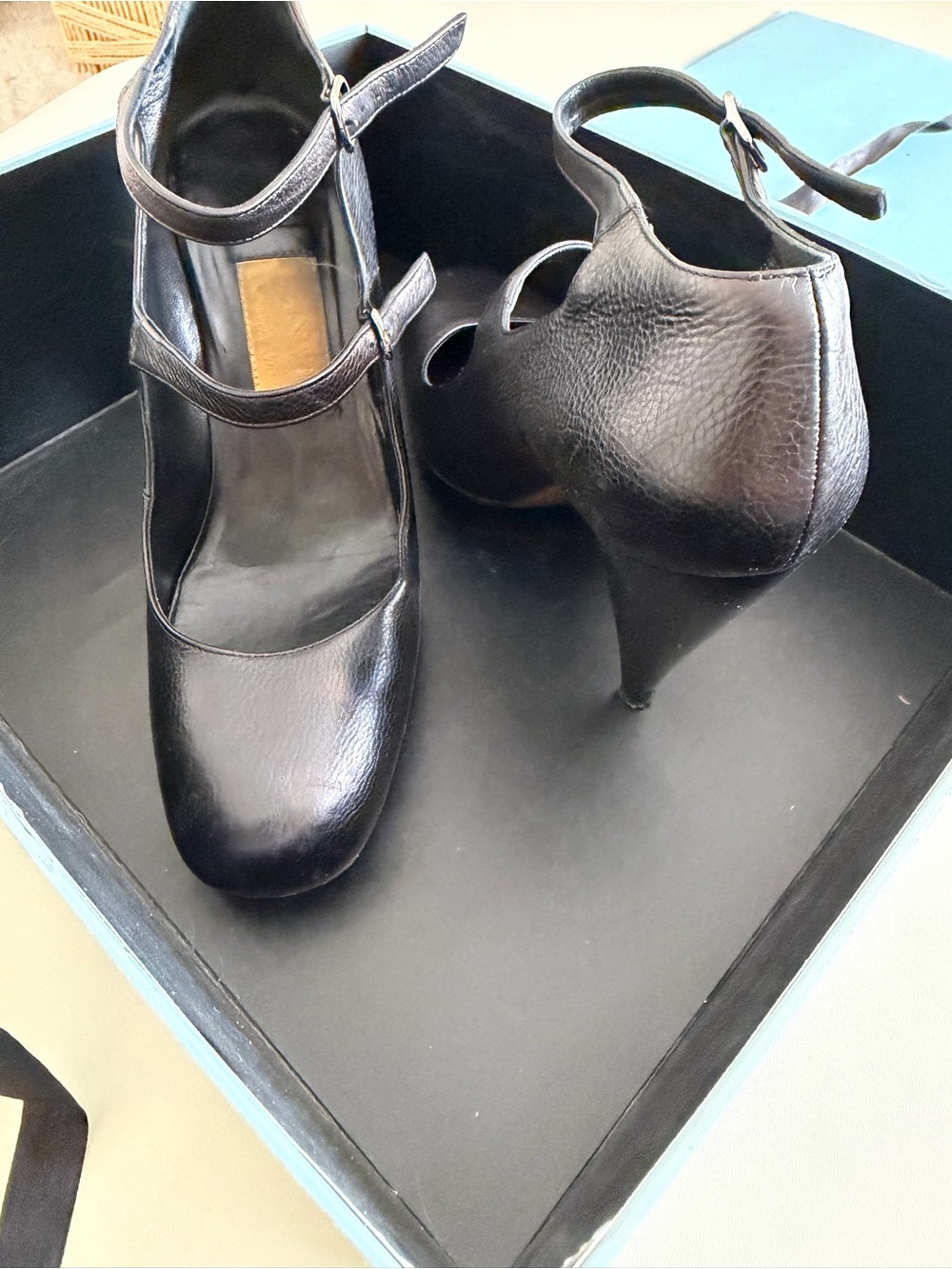 Lanvin Black Double-Strap Mary Jane Pumps - Picture 2 of 10